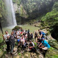 Mesetas group in one of the many waterfalls of the municipality along the Guejar Canyon called “La Encantada”. Image:  Natalia Reyes, PNUD Colombia