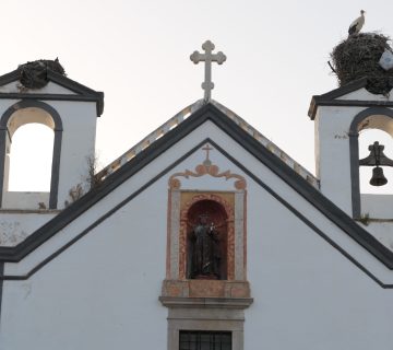 Lehnes nesting stork on church roof in Faro 360x320